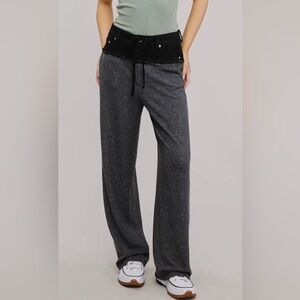 Black and Gray Wide-Leg Pants